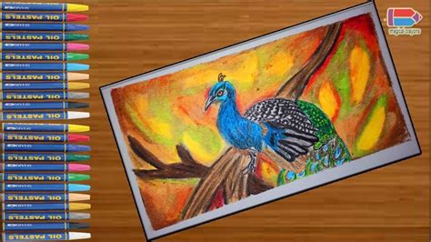 Beautiful Peacock Drawing with Oil Pastels for Beginners | Magical Crayons