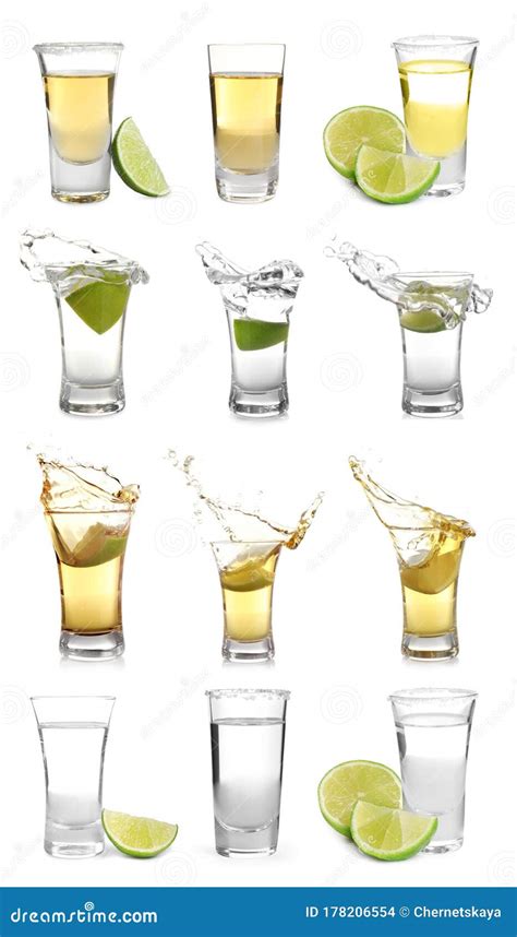 Set of Different Mexican Tequila Shots on Background. Banner Design ...