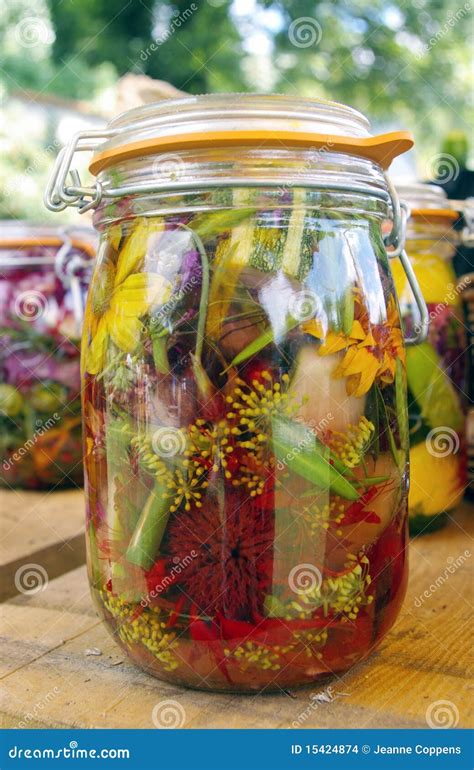 Jar of pickled vegetables stock photo. Image of bright - 15424874