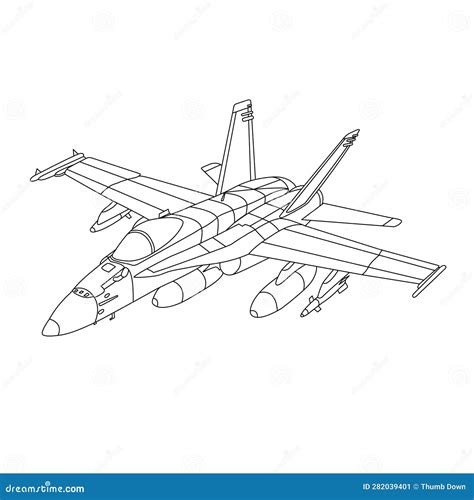 F-18 Hornet Aircraft Coloring Pages for Adults and Kids Stock Vector ...