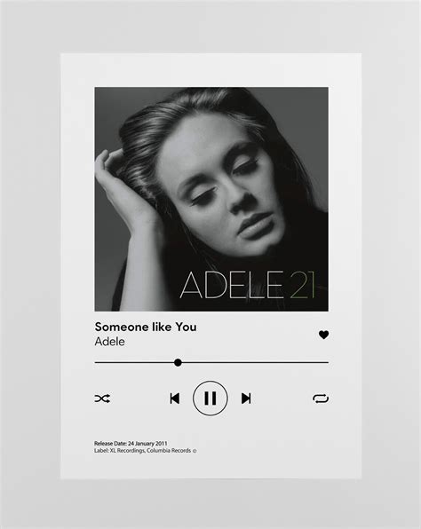 Someone Like You Adele Spotify Poster Print Music Poster | Etsy