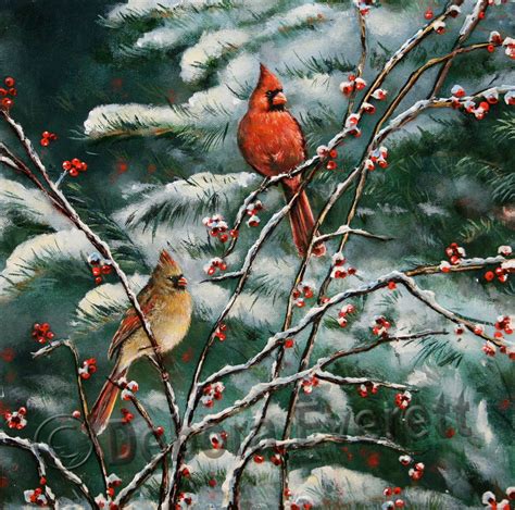 Pretty Winter Scenes with Cardinals | Original Cardinal Bird Winter Snow Scene Textured by ...