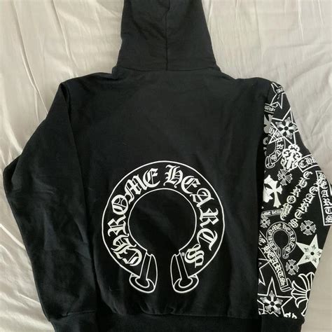 Chrome Hearts Men's Black and White Hoodie | Depop