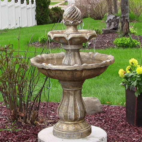 Sunnydaze Two-Tier Solar Fountain – Earth Finish, 35”