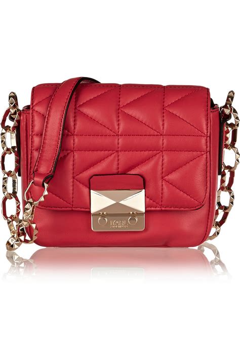 Karl lagerfeld Kuilted Mini Leather Shoulder Bag in Red | Lyst