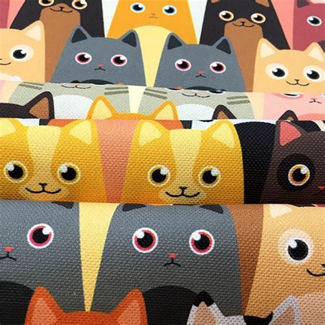 Cat Print Fabric by the Yard Cute Packed Staring Cats Fabric - Etsy