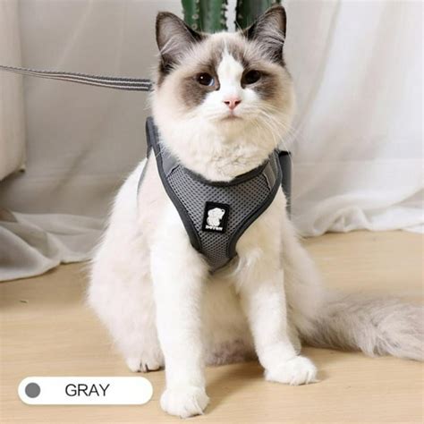 Cat Harness and Leash for Walking Escape Proof Adjustable Vest Harnesses for Cats Easy Control ...