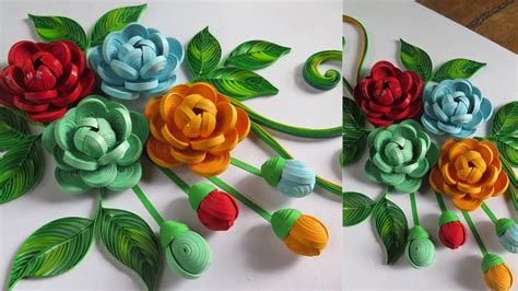 Paper quilling Tutorial|How to make paper quilling 3D rose] Home ...