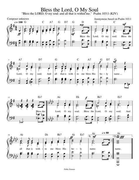 Bless the Lord, O My Soul Sheet music for Piano (Solo) Easy | Musescore.com