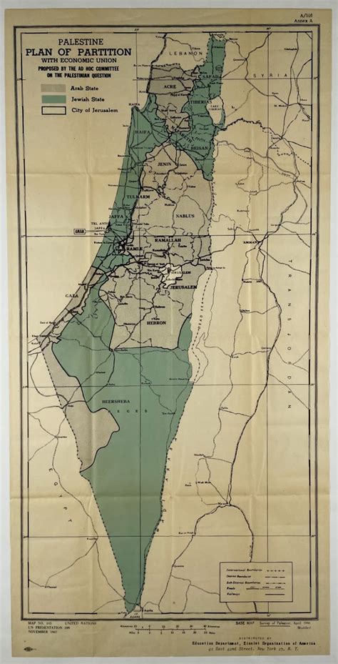 Vintage Poster Map of Ertz Israel Palestine UN Partition Plan 1947 ...