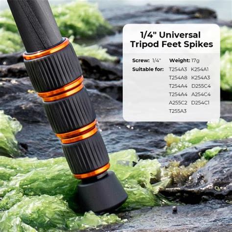 K&F Concept Universal Anti-Slip Rubber Tripod Foot Spikes Compatible with 1/4 inch Thread Tripod ...