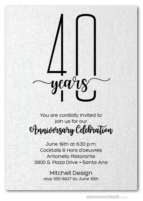 Slender Shimmery White Business Anniversary Party Invitations