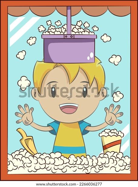 Popcorn Maker Cute Kid Design Concept Stock Vector (Royalty Free ...