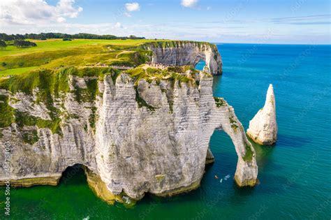 Etretat cliffs aerial shot Stock Photo | Adobe Stock