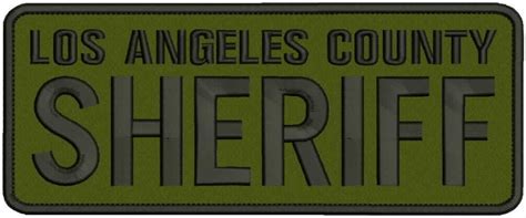 Los Angeles County Sheriff Embroidery Patch 4x10 Inches Hook Black Od ...