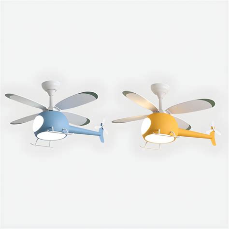 4-Blade Helicopter Pendant Fan Lighting Kids Style Metal LED Semi Flush ...