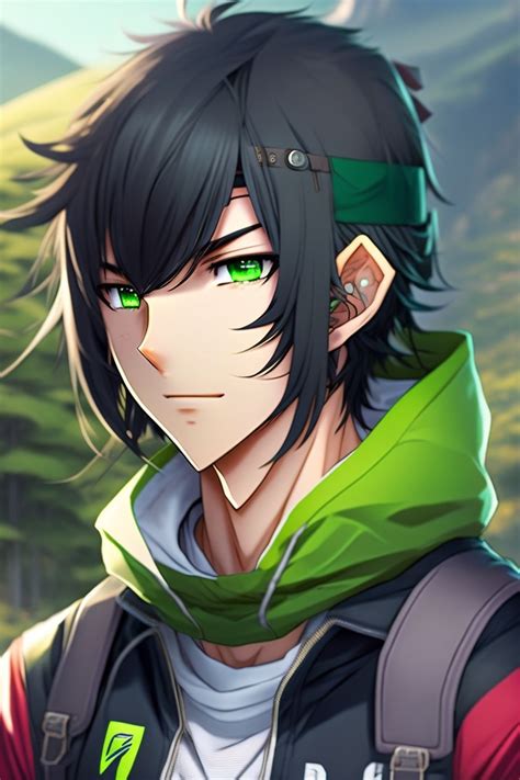 Anime Boy With Black Hair And Green Eyes