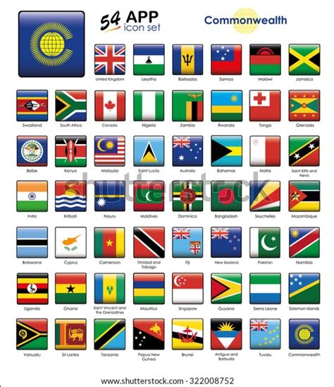 Commonwealth Nations Flags Icon Set Square 스톡 벡터(로열티 프리) 322008752 | Shutterstock