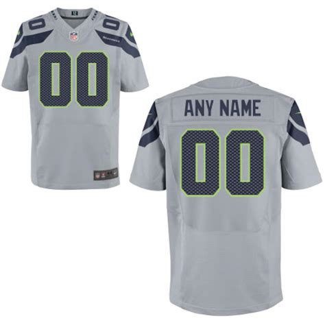 Mens Seattle Seahawks Nike Gray Custom Elite Jersey