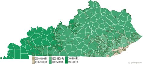 Kentucky Physical Map and Kentucky Topographic Map