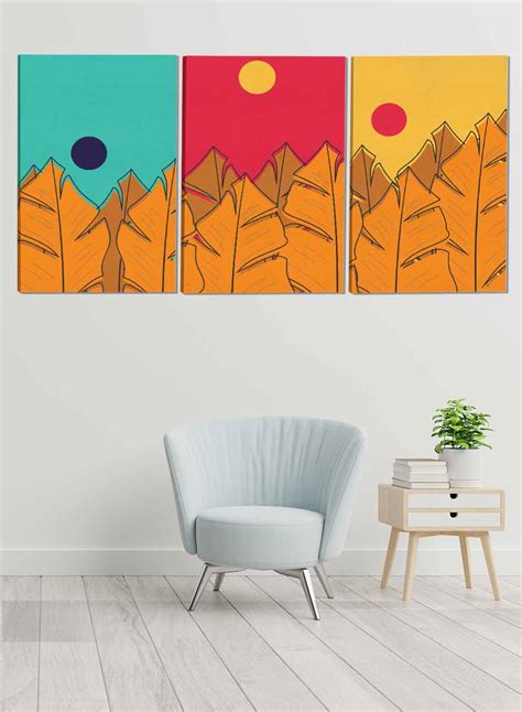 Banana Leaf Silhouette Abstract Paintings(set of 3) – Al Rugaib Furniture