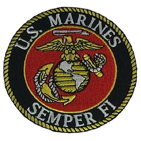 MARINE CORPS SEMPER FI with EAGLE, GLOBE AND ANCHOR Round Patch - Vivid Colors - Veteran Owned ...