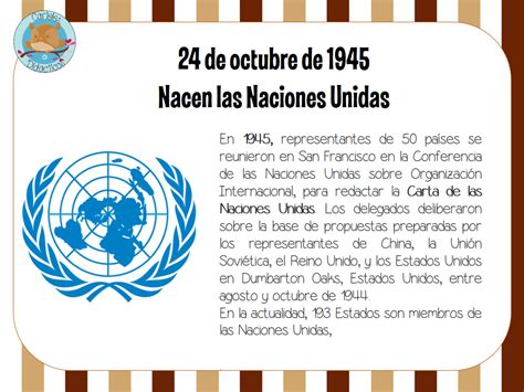 Fabulosos diseños del 24 de octubre de 1945 día de las Naciones Unidas ONU | Material Educativo