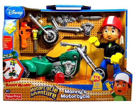 Buy Fisher Price Year 2009 Disney Channel Handy Manny Motorcycle Adventure 8-1/2 Inch Tall ...