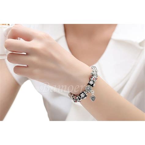 Tibetan Silver Charm Bracelet : Black