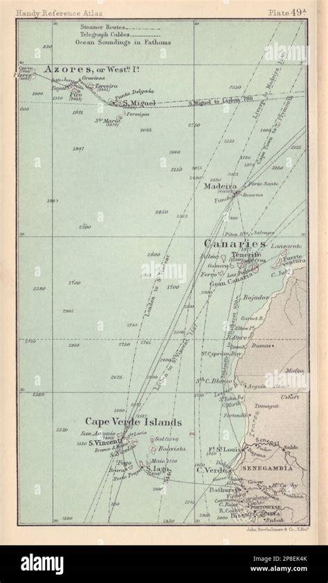 Macaronesia. Cape Verde Islands Azores Madeira Canary Islands 1898 old map Stock Photo - Alamy