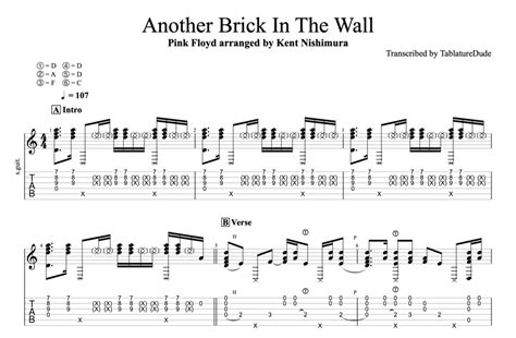 Another Brick In The Wall - Kent Nishimura - Guitar Tablature ...