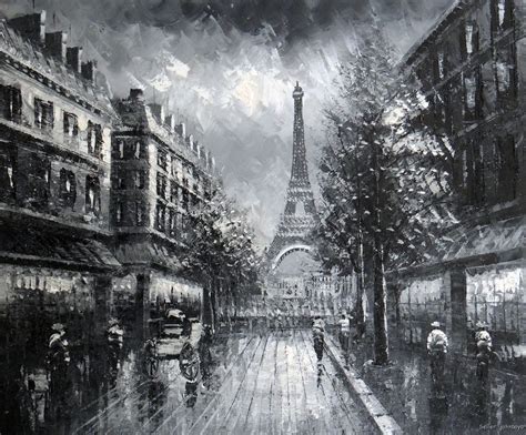 black and white paintings of paris rain | Paris Eiffel Tower 1800's ...