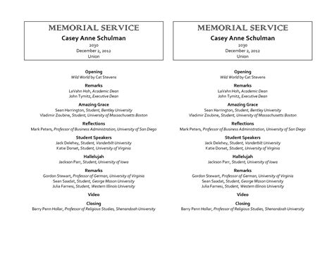 Memorial Service Program Template Latter Example Temp - vrogue.co