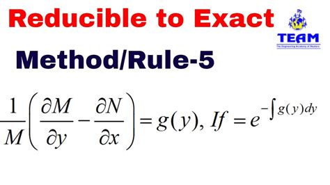 Reducible to Exact Differential Equations /Integrating Factor rule 5 problem - YouTube