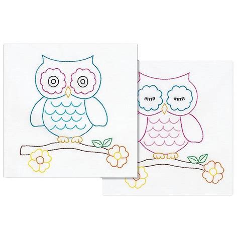 Stamped White Themed Quilt Blocks, 14" x 14", 6pk, Owls - Walmart.com