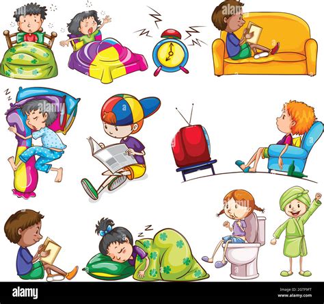 Daily activities of kids Stock Vector Image & Art - Alamy