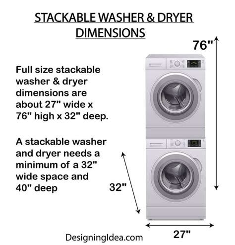 Washer and Dryer Dimensions (Size Guide) | Stackable washer and dryer, Stackable washer, Washer ...