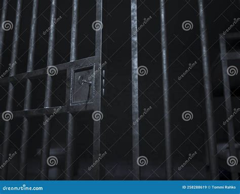 3d Render of a Prison Cell Door and Lock Stock Illustration ...