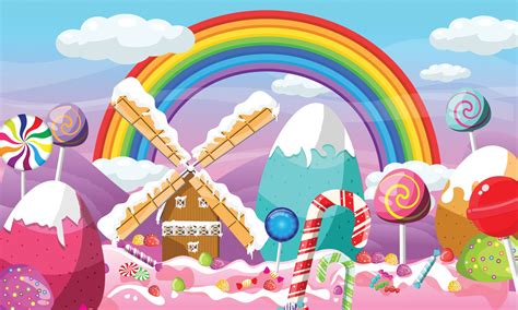 Christmas candy land landscape design with rainbow 3539155 Vector Art at Vecteezy