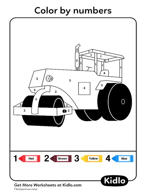 Color By Numbers - Cars Worksheet #42 - Kidlo.com