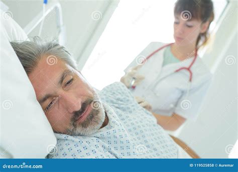 Sad Man in Bed in Hospital Feeling Ill Stock Photo - Image of lying, medicine: 119525858