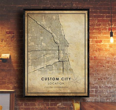 Custom City Vintage Map Print Custom Map Custom Map Art Custom City ...