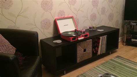 Vinyl record storage using IKEA Kallax unit with IKEA satinised steel ...