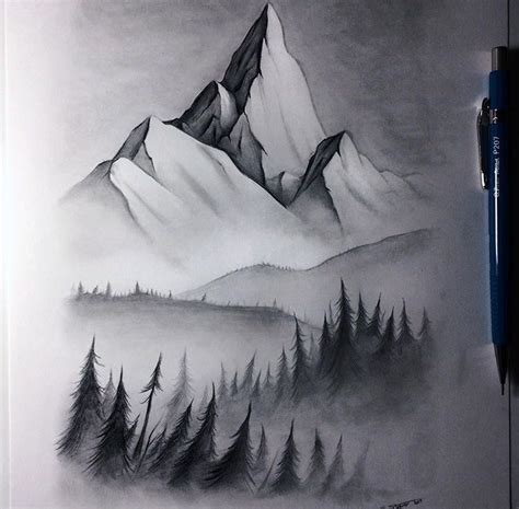 Lethal Chris’s Misty Mountain | Landscape drawings, Mountain drawing, Landscape pencil drawings