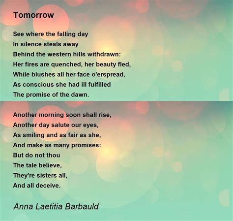 Tomorrow - Tomorrow Poem by Anna Laetitia Barbauld