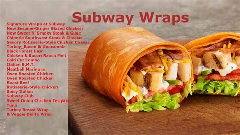 Subway Wrap Calories information, Types of Wraps with Nutrition Facts