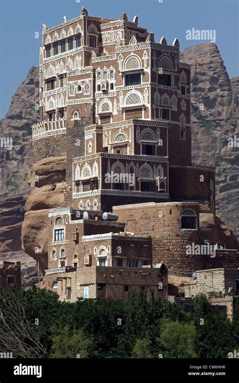 Dar Al Hajar the rock palace in Wadi Dhahr, Yemen, Western Asia, Arabian Peninsula Stock Photo ...