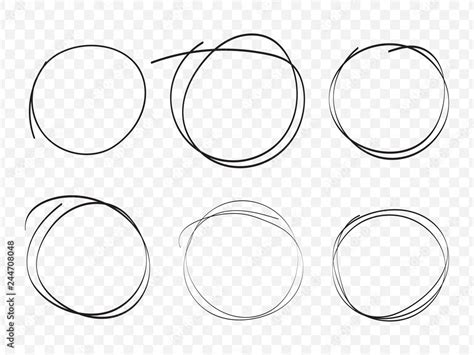 Hand drawn circle line sketch on transparent background Stock Vector ...