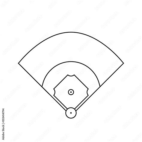 Baseball field diagram outline icon. Clipart image isolated on white ...