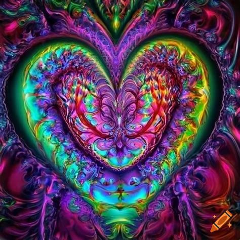 Chrome fractal heart artwork